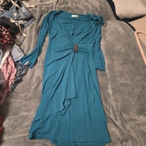 Calvin Klein Blue Long Sleeve Dress with Buckle